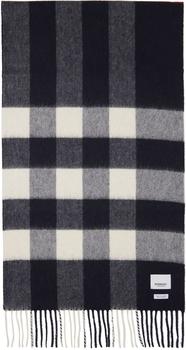 春装burberry围巾, Burberry | 海军蓝 & 白色格纹围巾商品图片 