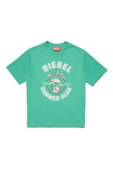 推荐Tjusy Over T-shirt  Oversized Green Cotton T-shirt With Print商品