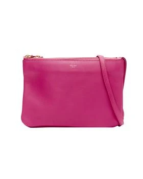 [二手商品] Celine | CELINE Trio pink soft leather detachable shoulder strap medium pouch crossbody bag 9折