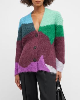 vince cashmere, Vince | Intarsia Wave Wool-Cashmere Cardigan商品图片 