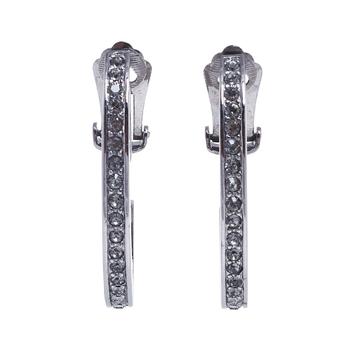 [二手商品] Dior | Dior Vintage Gunmetal Tone Crystal Half Hoop Earring商品图片,4.9折
