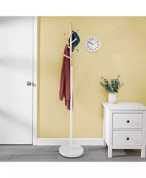 Honey Can Do | Freestanding White Wood-Accented Corner Coat Rack with 6 Hooks,商家Macy's,价格¥269