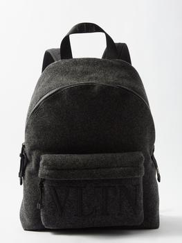 推荐VLTN-logo wool-blend backpack商品