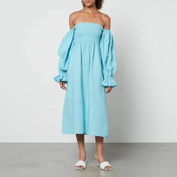 推荐Sleeper Atlanta Shirred Linen Off-The-Shoulder Dress商品