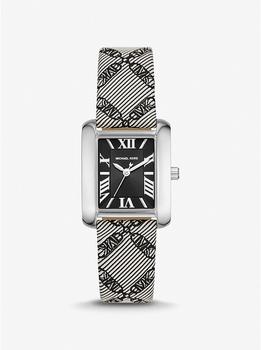 商品Michael Kors | Mini Emery Silver-Tone and Empire Logo Jacquard Watch,商家Michael Kors,价格¥1274图片