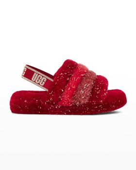 ugg kids, UGG | Girl's Fluff Yeah Metallic Sparkle Quilted Slippers, Kids商品图片 