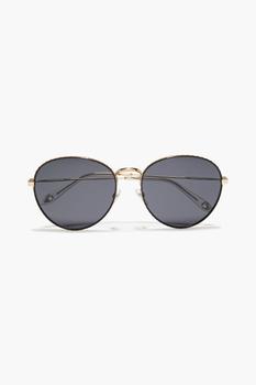 推荐Aviator-style studded gold-tone sunglasses商品