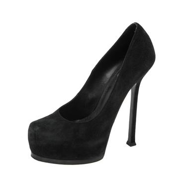 ysl高跟鞋价格, [二手商品] Yves Saint Laurent | Saint Laurent Paris Black Leather Tribtoo Platform Pumps Size 37.5商品图片 3.2折