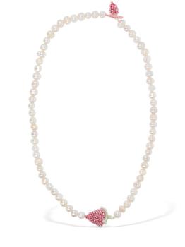 推荐Pale Strawberry Pearl Collar Necklace商品