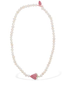 推荐Pale Strawberry Pearl Collar Necklace商品