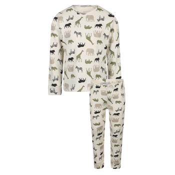 商品Antebies | Animals print ribbed organic pajama set in beige,商家BAMBINIFASHION,价格¥248图片