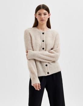 推荐Selected Femme brushed wool knitted cardigan in cream商品