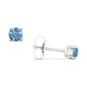 Forever Grown Diamonds | Lab-Created Blue Diamond Solitaire Stud Earrings (1/2 ct. t.w.) in Sterling Silver,商家Macy's,价格¥7483
