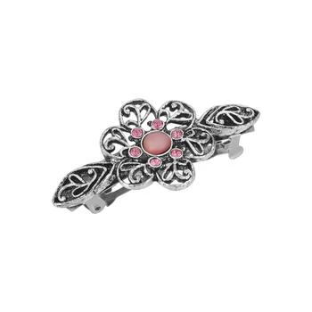 2028 | Women's Silver-Tone Rose Crystal Flower Bar Barrette,商家Macy's,价格¥209