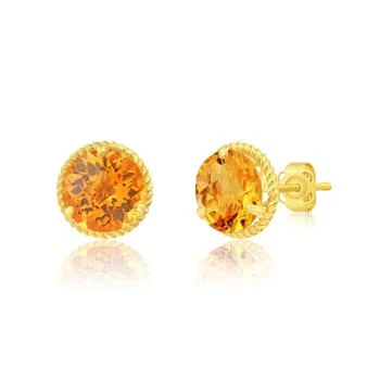 MAX + STONE | 14k Yellow Gold Roped Halo Round-Cut Gemstone Stud Earrings (8mm),商家Premium Outlets,价格¥959