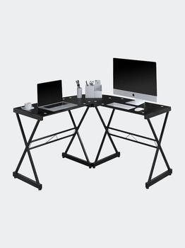 商品L-Shaped Glass Computer Desk, Black,商家Verishop,价格¥1205图片