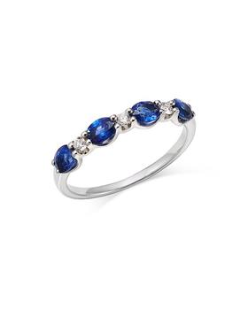 商品Blue Sapphire & Diamond Stacking Ring in 14K White Gold - 100% Exclusive图片