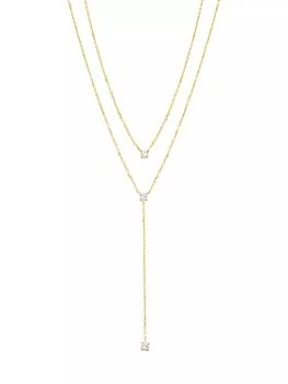 推荐Solitaire 14K-Gold-Plated & Cubic Zirconia Layered Lariat Necklace商品