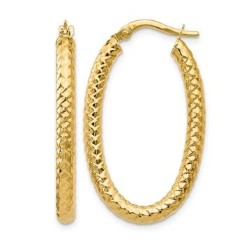Diamond2Deal | 14K Yellow Gold Polished and Textured Hoop Earrings 32mm,商家Premium Outlets,价格¥3095