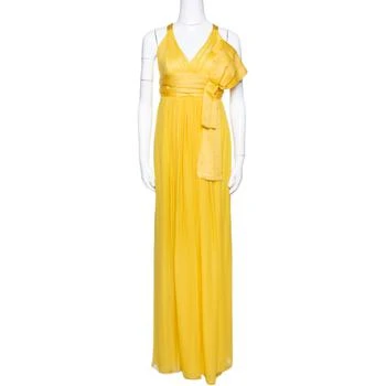 推荐Dolce & Gabbana Yellow Silk Bow Detail Sleeveless Maxi Dress M商品