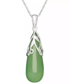 Macy's | Dyed Jade Leaf Top Teardrop Pendant Set in Sterling Silver,商家Macy's,价格¥374