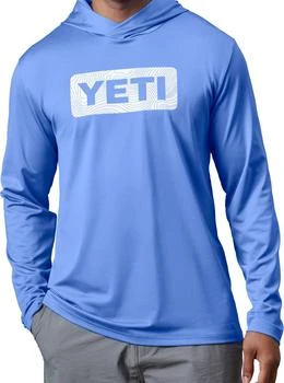 推荐YETI Men's Wave Logo Hooded Long Sleeve Sun Shirt商品