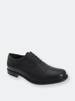 推荐Roamers Mens Fuller Fitting Capped Leather Oxford Shoes (Black)商品