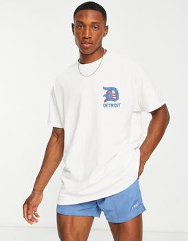 product Topman oversized fit t-shirt with Detroit logo in white image