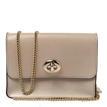 Coach链条包, [二手商品] Coach | Coach Cream White Leather Turnlock Small Chain Crossbody Bag商品图片 2.9折