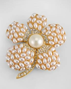 Kenneth Jay Lane | Pearl and Crystal Flower Pin,商家Neiman Marcus,价格¥2475
