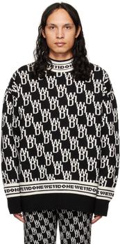 We11done | Black Jacquard Sweater商品图片,4.3折