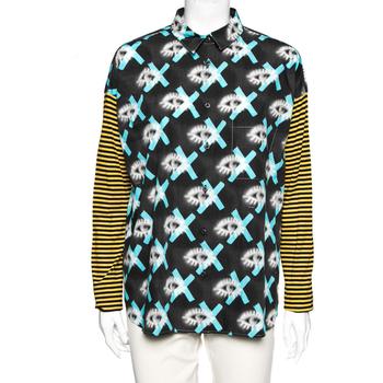 [二手商品] Prada | Prada Multicolor Cotton Printed Pocket Detail Button Front Shirt M商品图片,3折