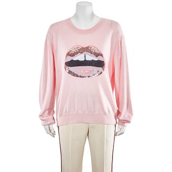 推荐Markus Lupfer Ladies Sequin Lips Sweater in Pink, Size Small商品