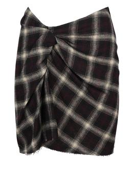 推荐Isabel Marant Étoile Check-Print Ruched-Detail Mini Skirt商品