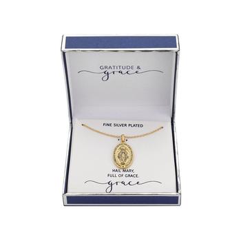 Unwritten | Gratitude & Grace Silver Plated Virgin Mary Oval Pendant Necklace商品图片,6折