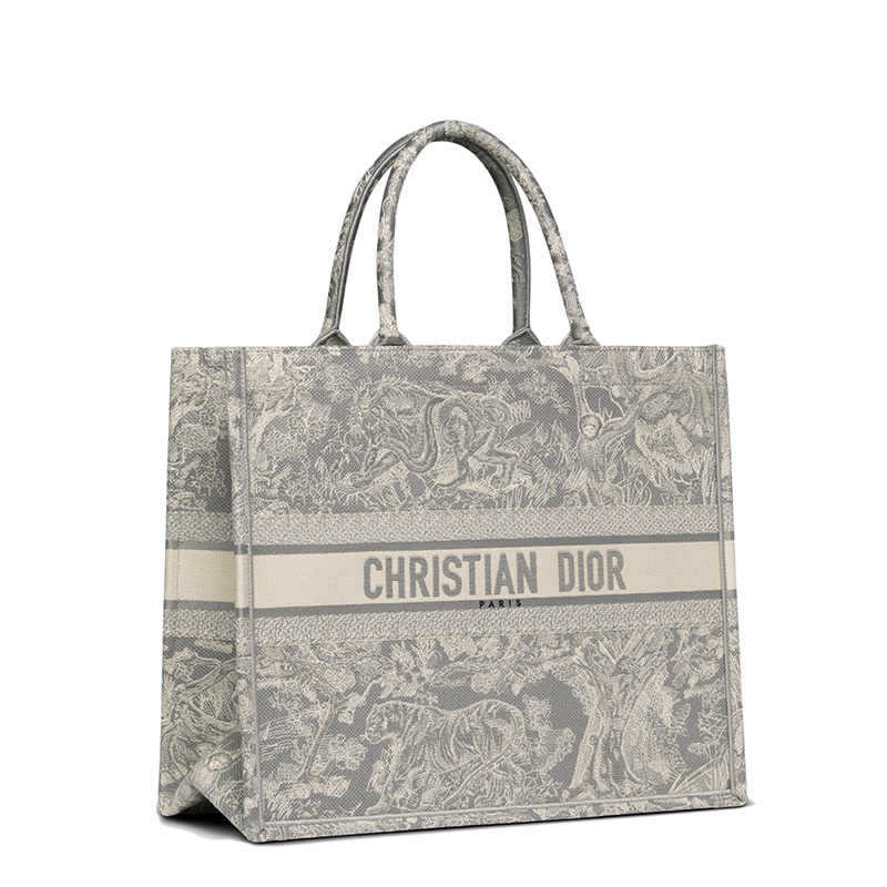 迪奥手提包, Dior | DIOR/迪奥 21年秋冬款BOOK系列 女士灰色Toile de Jouy图案反向刺绣单肩手提托特包商品图片 8折, 包邮包税