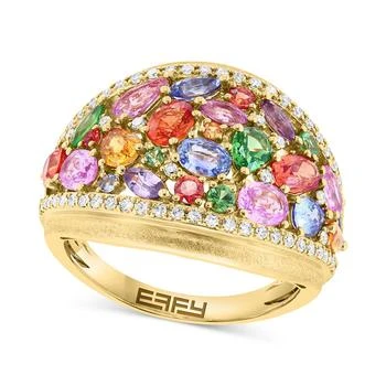 Effy | EFFY® Multi-Gemstone (3-1/6 ct. t.w.) & Diamond (1/4 ct. t.w.) Mixed Cut Cluster Ring in 14k Gold,商家Macy's,价格¥38752