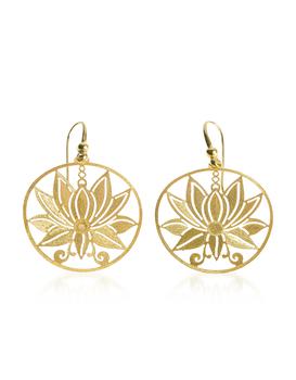 萨克斯, Stefano Patriarchi 帕特雅克 | Etched Golden Silver Medium Loto Earrings商品图片 7.2折