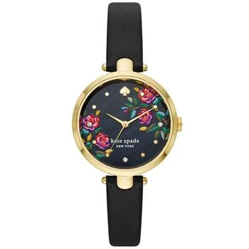Kate Spade | Women's Holland Three-Hand Black Leather Strap Watch, 34mm 
