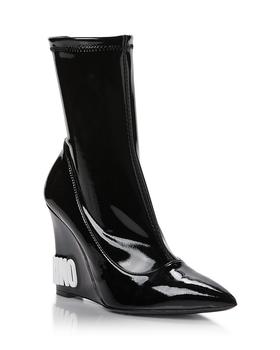 Moschino | Women's Pointed Toe Wedge Ankle Boots商品图片,