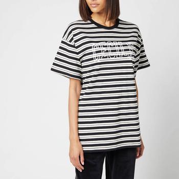 推荐Être Cécile Women's Cecile Varsity Band T-Shirt - Black Cream Stripe商品