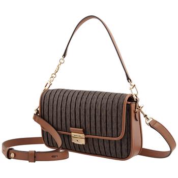 michael kors bradshaw, Michael Kors | Ladies Bradshaw Small Pleated Logo Convertible Shoulder Bag - Brown/Acorn商品图片 7.5折