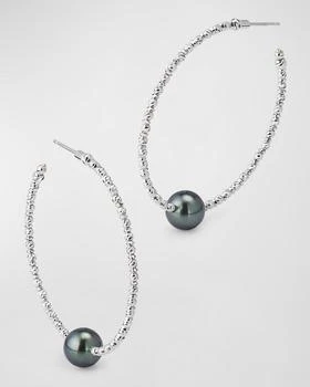 Pearls By Shari | 18K White Gold Tahitian Pearl Hoop Earrings,商家Neiman Marcus,价格¥21227