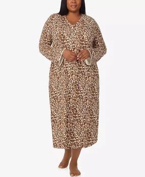 Ellen Tracy | Plus Size Printed V-Neck Long Gown with Socks,商家Macy's,价格¥471