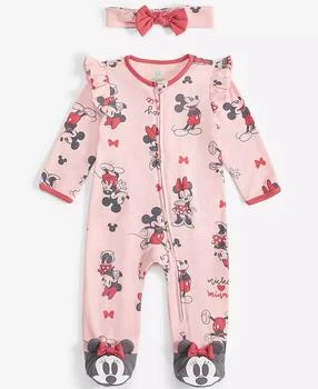 Disney | Baby Girls Minnie Mouse Printed Coverall & Headband,商家Macy's,价格¥78