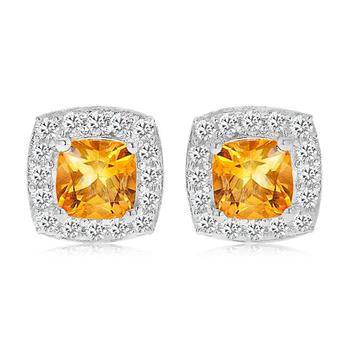 商品DiamondMuse | Citrine and Created White Sapphire Sterling Silver Earrings,商家Jomashop,价格¥375图片