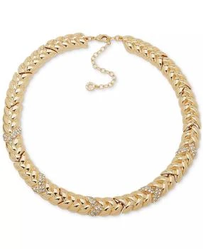 Anne Klein | Gold-Tone Crystal Pavé Sculptural Braid-Look Collar Necklace, 16" + 3" extender,商家Macy's,价格¥283