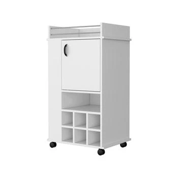 Homezia | White Rolling Bar Cart With Wine Storage,商家Premium Outlets,价格¥2020