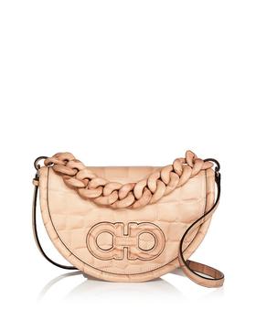 菲拉格慕包单肩包, Salvatore Ferragamo | Aura Embossed Leather Saddle Bag商品图片 