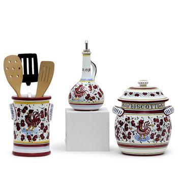 商品Orvieto Red Rooster: Bundle with Utensil Holder + Olive Oil Dispenser + Biscotti Jar,商家Verishop,价格¥3912图片